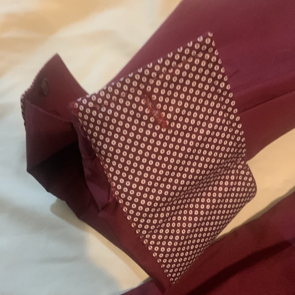 Nick Graham Burgundy Button-Up Shirt w/ Interior Polka Dot Collar/Cuffs Size 2X - Picture 5 of 6